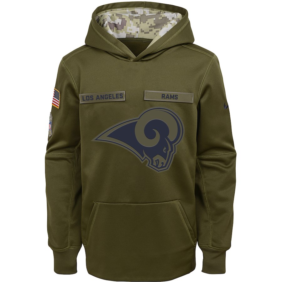 Los Angeles Rams Nike Youth Salute to Service Pullover Performance Hoodie Green->youth nfl jersey->Youth Jersey